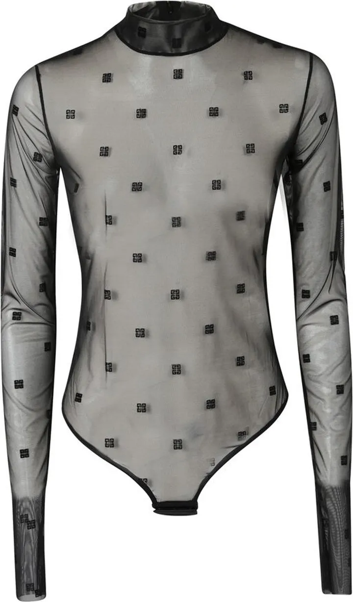 Givenchy Polka-Dot Mock Neck Bodysuit