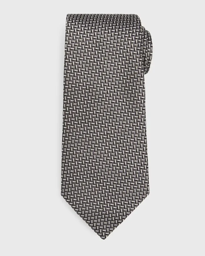 Men's Geometric Jacquard Silk Tie