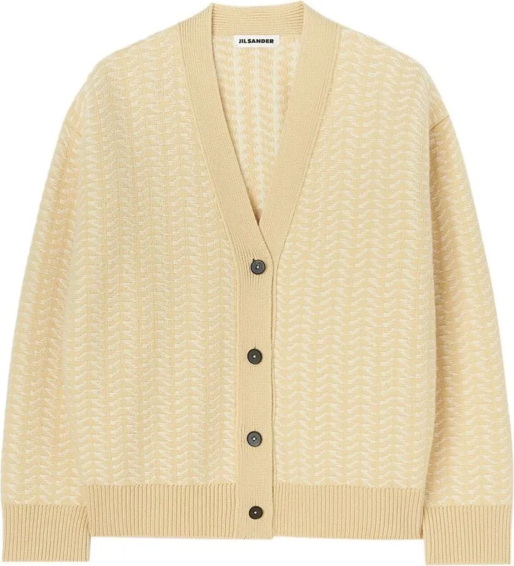 V-neck knit cardigan