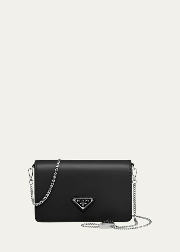 Mini Triangle Logo Brushed Crossbody Bag