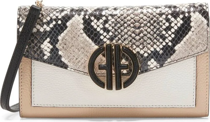 Oversize Snakeskin Embossed Leather Crossbody Bag