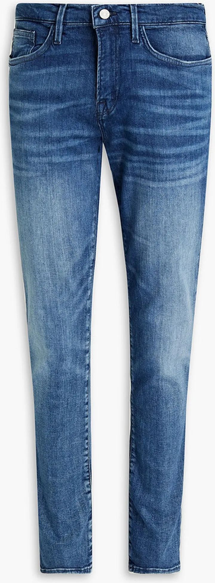 Skinny-fit faded whiskered denim jeans