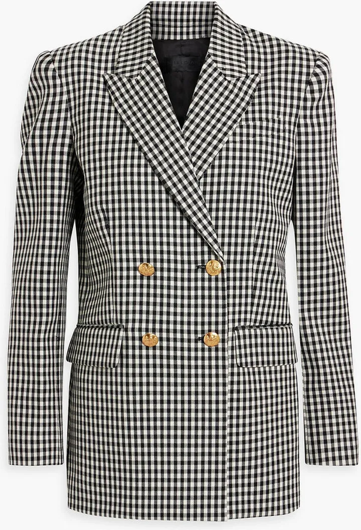 Charles double-breasted gingham wool blazer