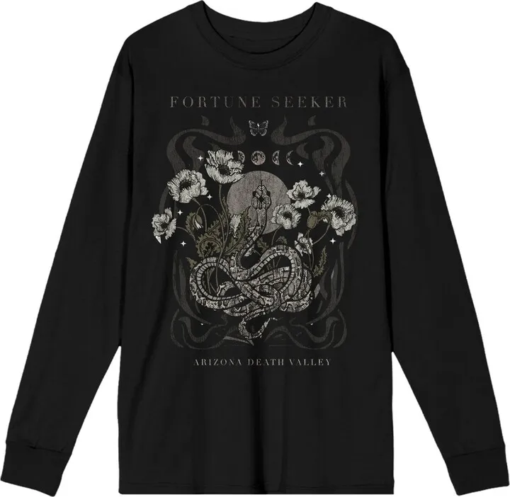 Fortune Seeker Arizona Death Valley Crew Neck Long Sleeve Black Adult Tee-XXL
