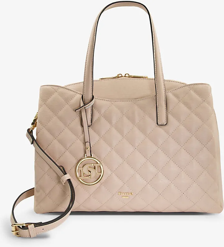 Womens Nude-plain Synthetic Dignify Quilted Faux-leather Tote
