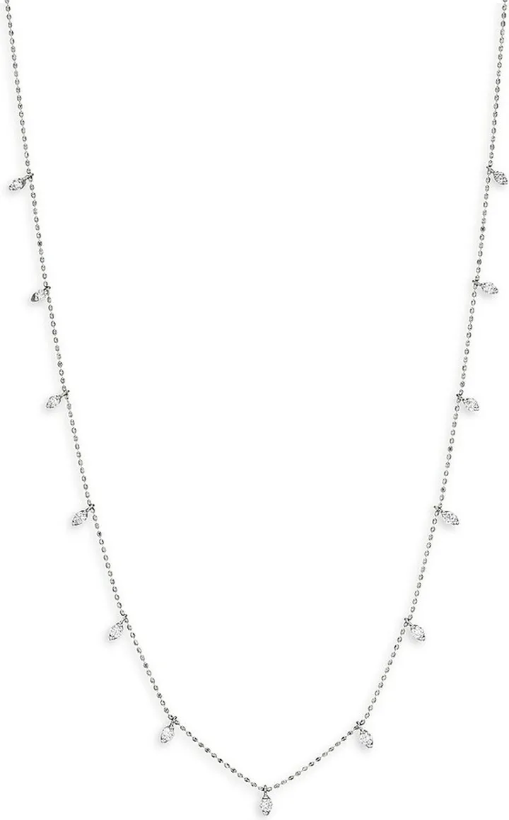 18K White Gold & Diamond Station Necklace