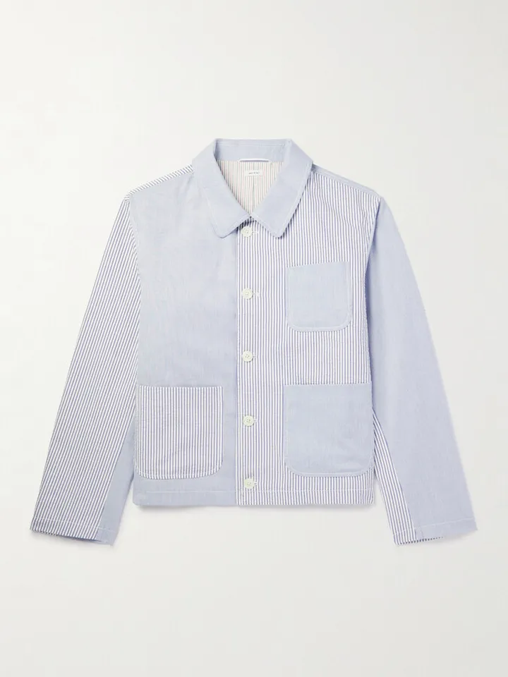 Striped Cotton-Seersucker Bomber Jacket
