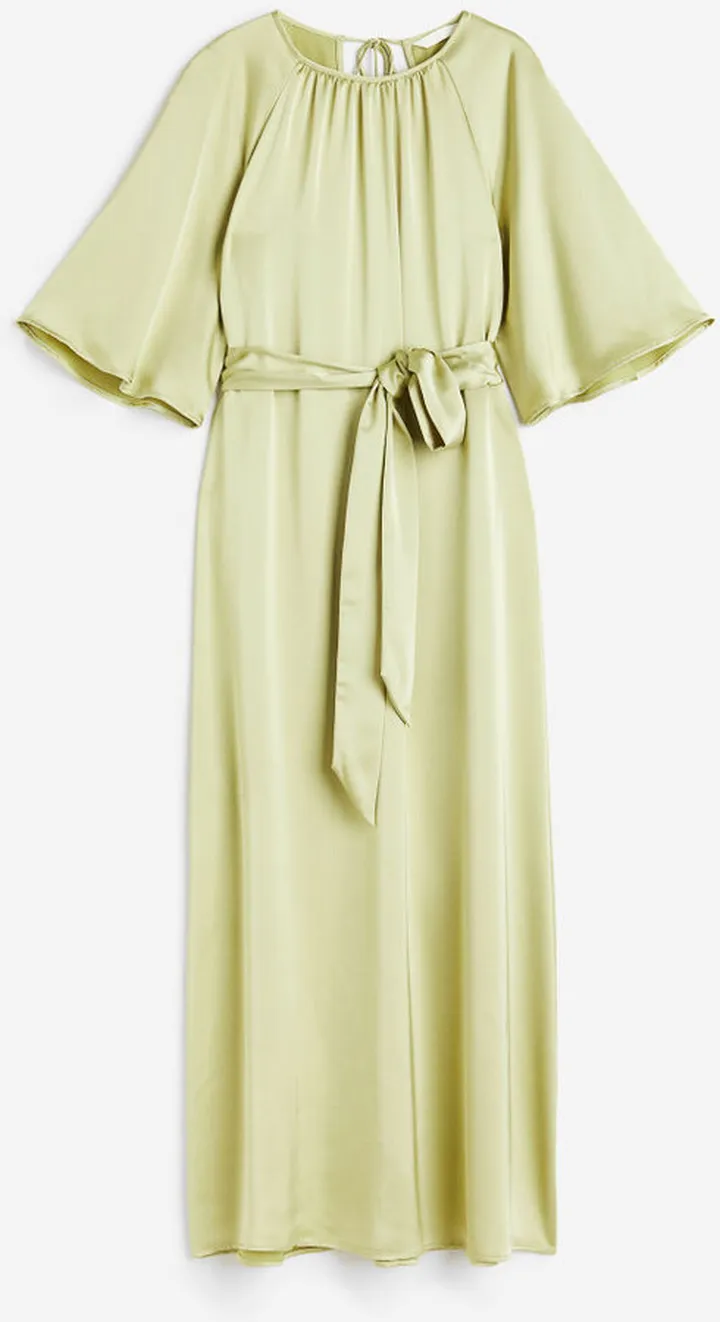Tie-belt Satin Dress