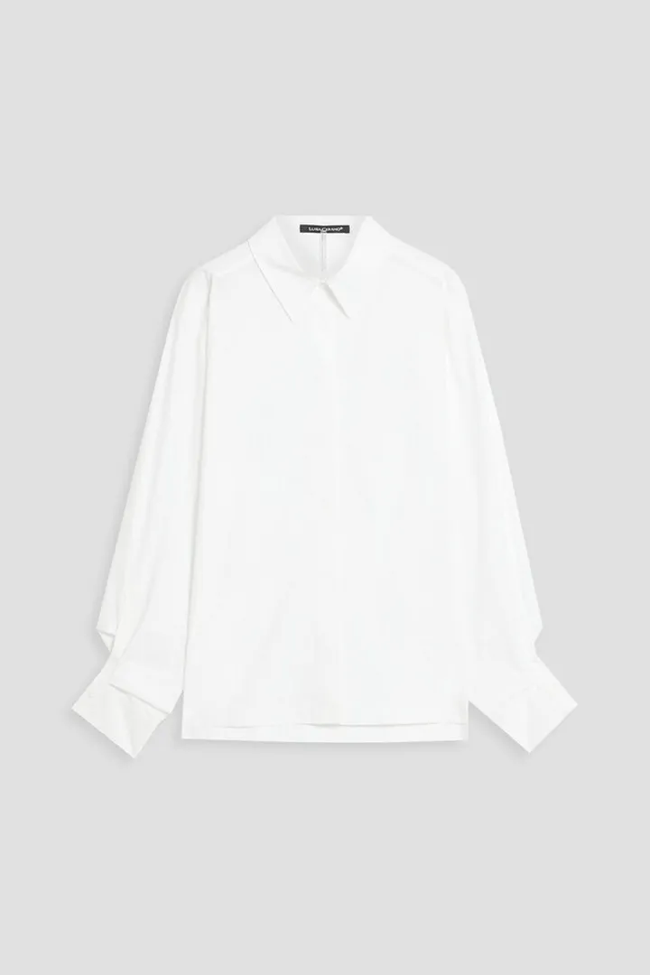 Pleated cotton-blend poplin shirt