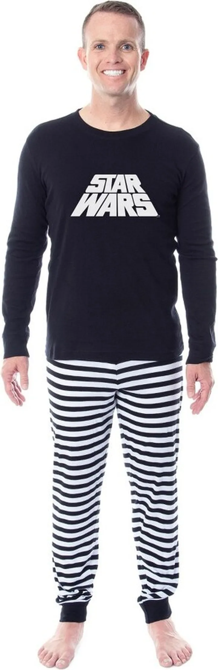 Star Wars Movie Film Title Logo Mens' Womens' Adult Unisex Sleep Pajama Set (L) Black