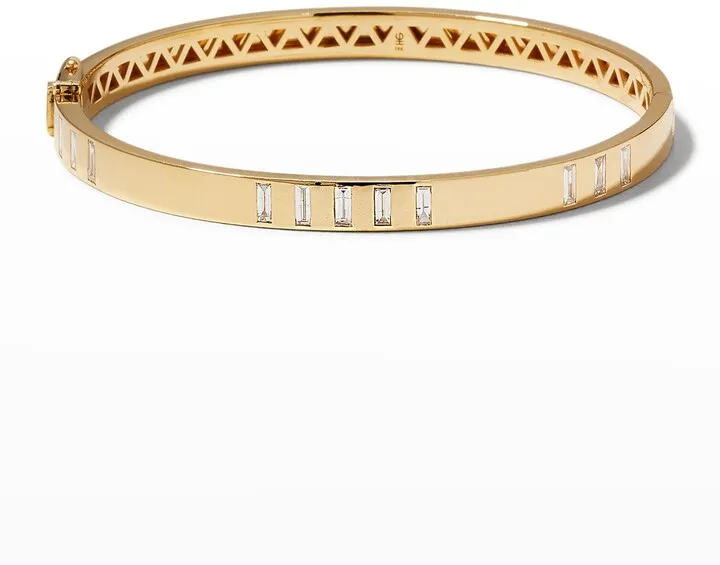 Yellow Gold Diamond Baguette Bangle
