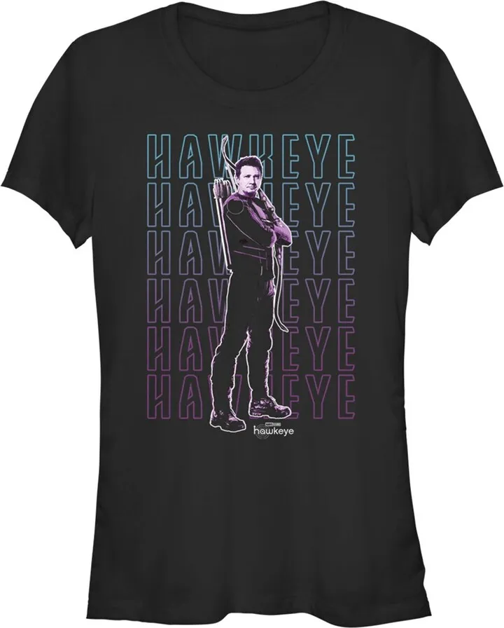 Junior's Marvel Hawkeye Name Stack T-Shirt - Black - Medium