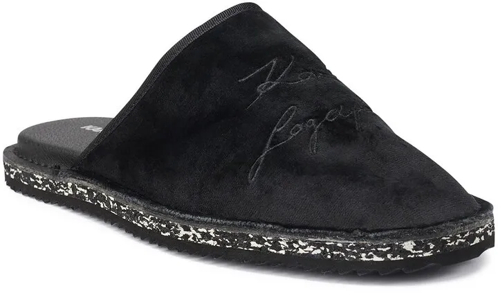 Embroidered Logo Velvet Slipper