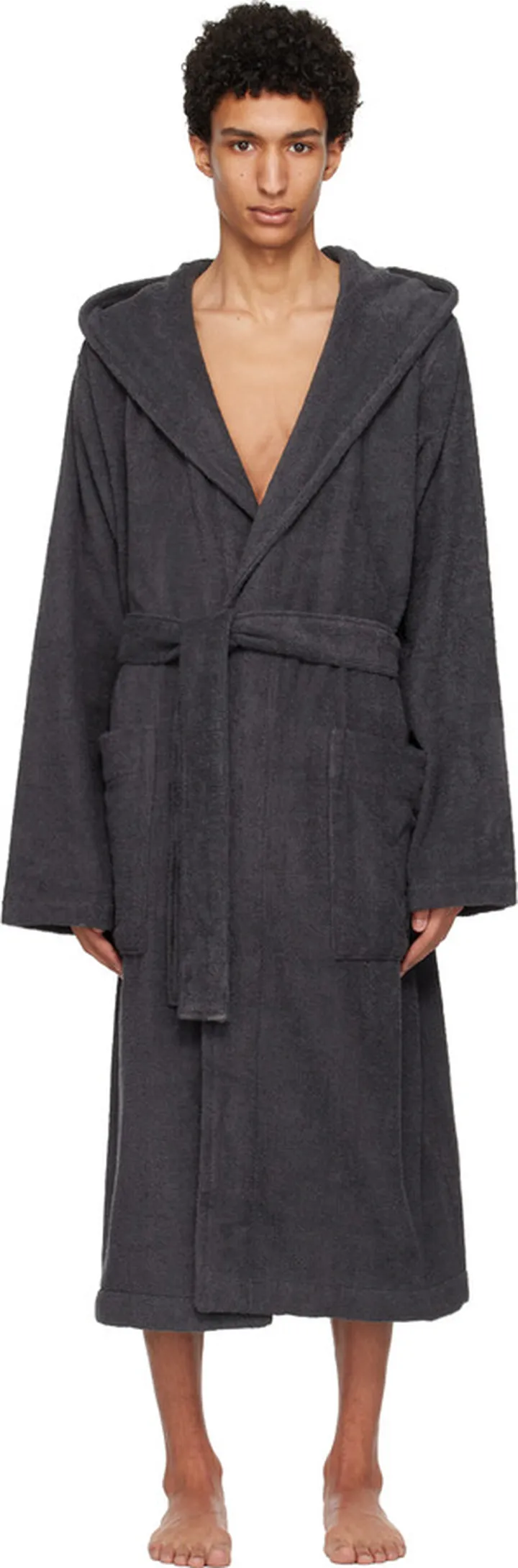 Tekla Black Hooded Bathrobe