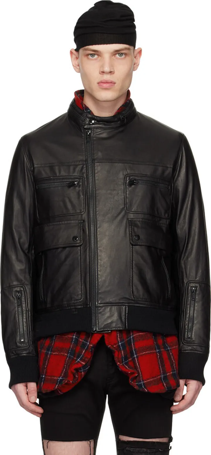 UNDERCOVER Black Zip Leather Jacket