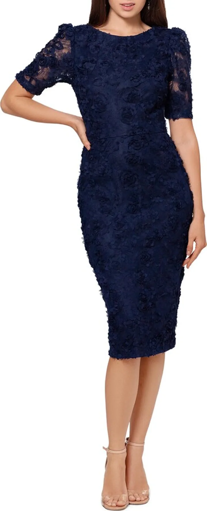 Raised Flower Sheath Dress