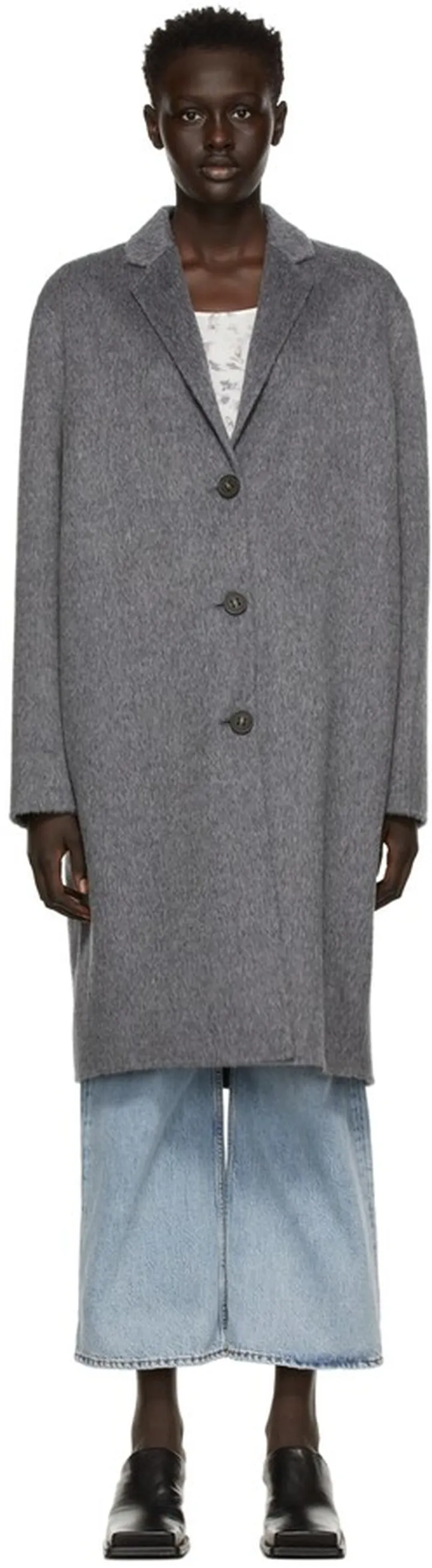 Acne Studios Grey Avalon Single Breasted Coat
