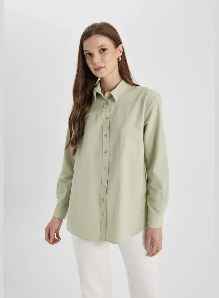 Woman Woven Long Sleeve Tunic