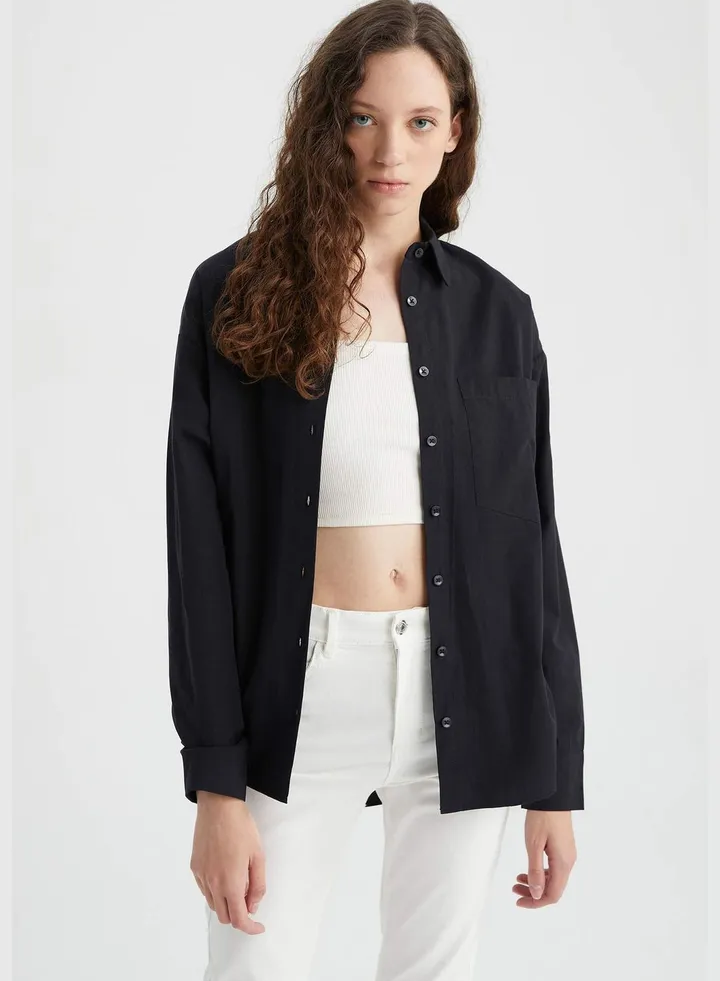 Woman Oversized Fit Long Sleeve Poplin Shirt
