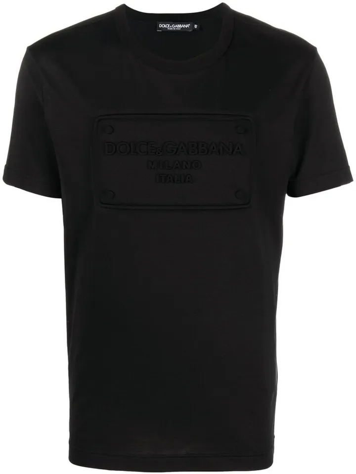 raised logo round-neck T-shirt