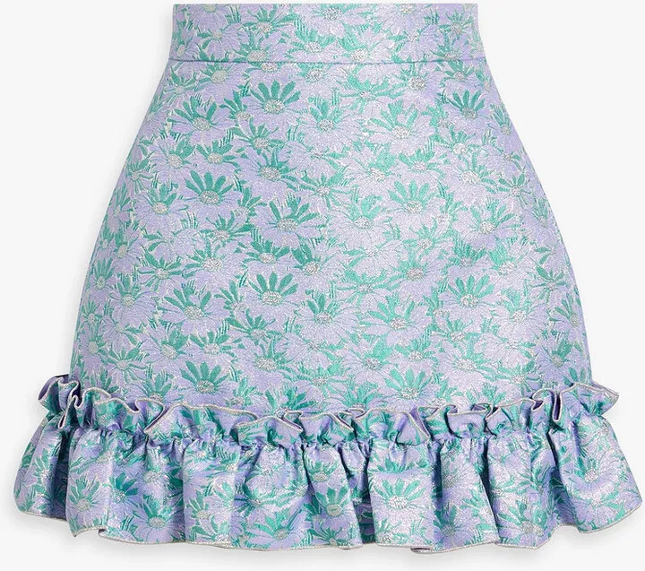 The Frilly Nearly Nuthin' ruffled metallic floral-jacquard mini skirt