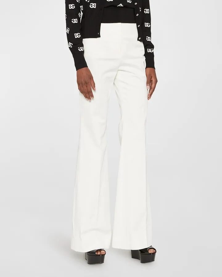 High-Rise Flare-Leg Cotton-Stretch Pants