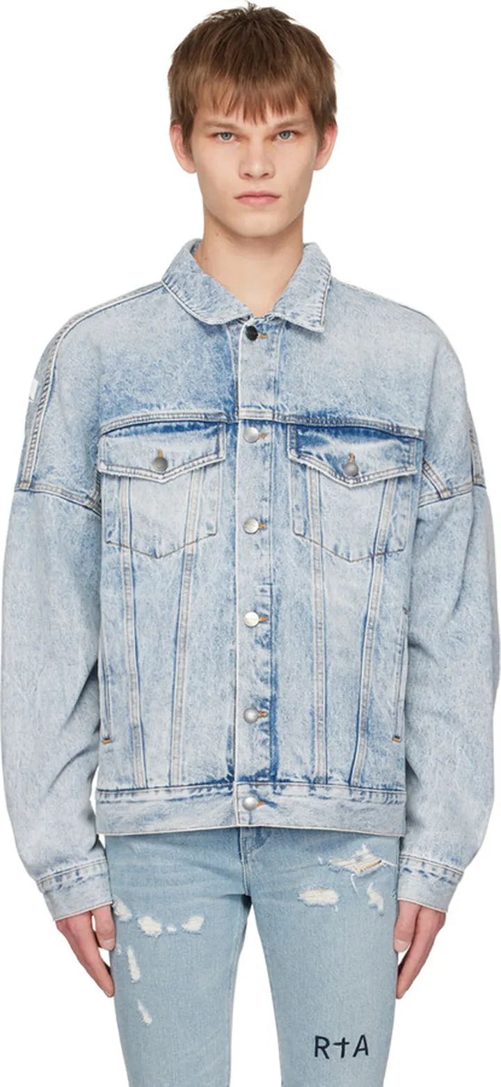 Palm Angels Blue Faded Denim Jacket