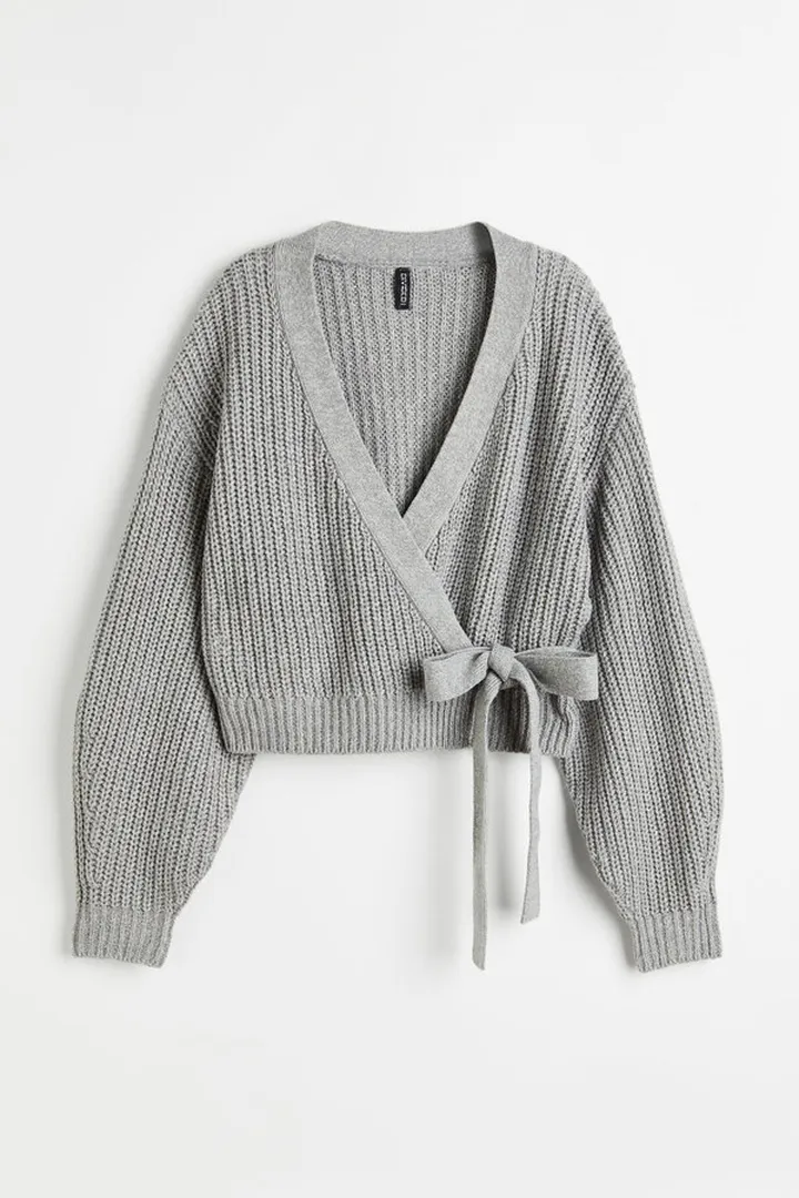 Knit Wrap-front Cardigan