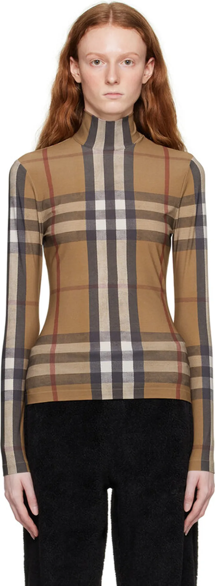 Burberry Brown Vintage Check Turtleneck