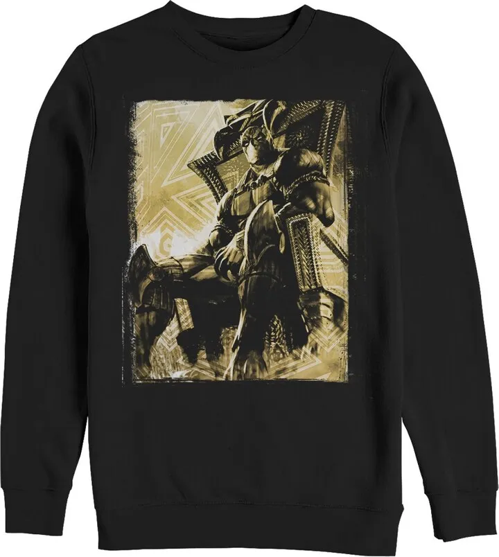 Men's Marvel Black Panther Throne Sweatshirt - Black - 3X Large