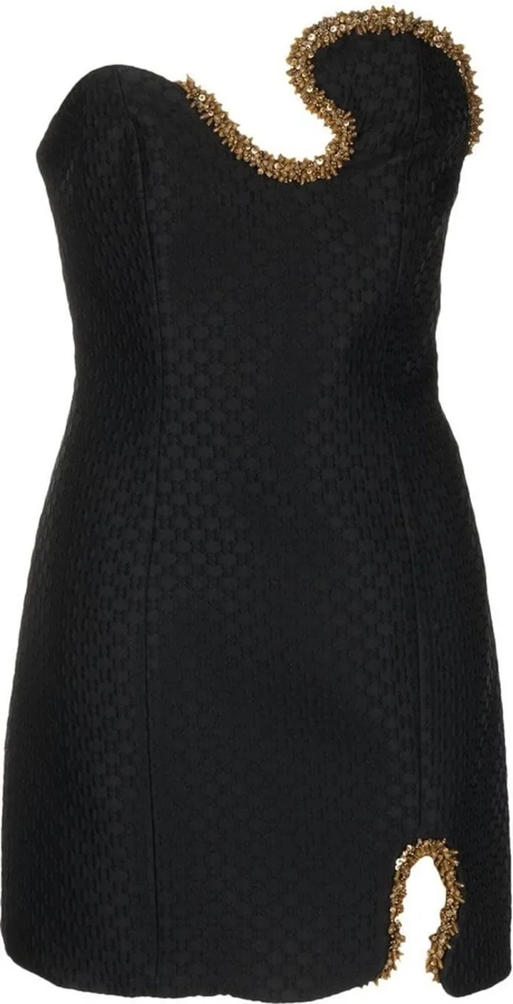 Bead-Embellished Strapless Minidress