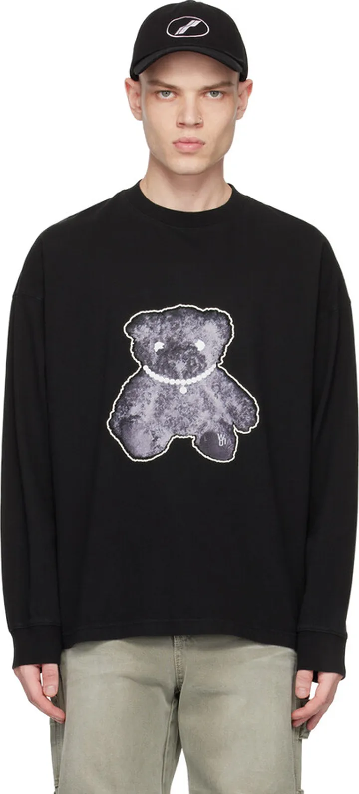 We11done Black Pearl Necklace Teddy T-Shirt