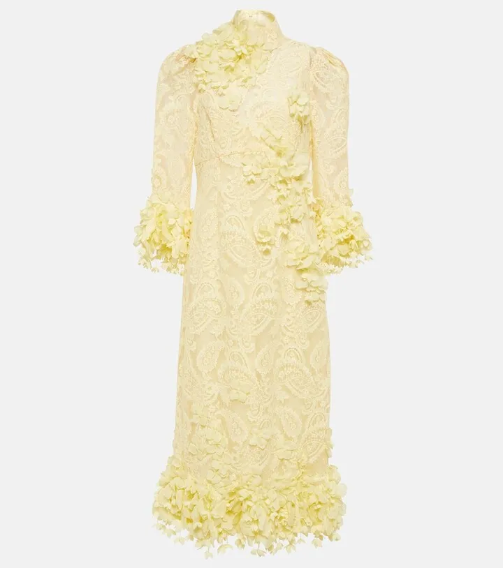 High Tide applique lace midi dress