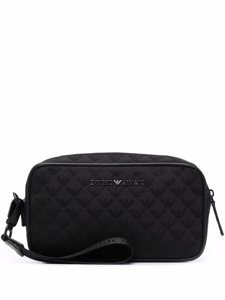 Logo-Plaque Zipped Clutch Bag