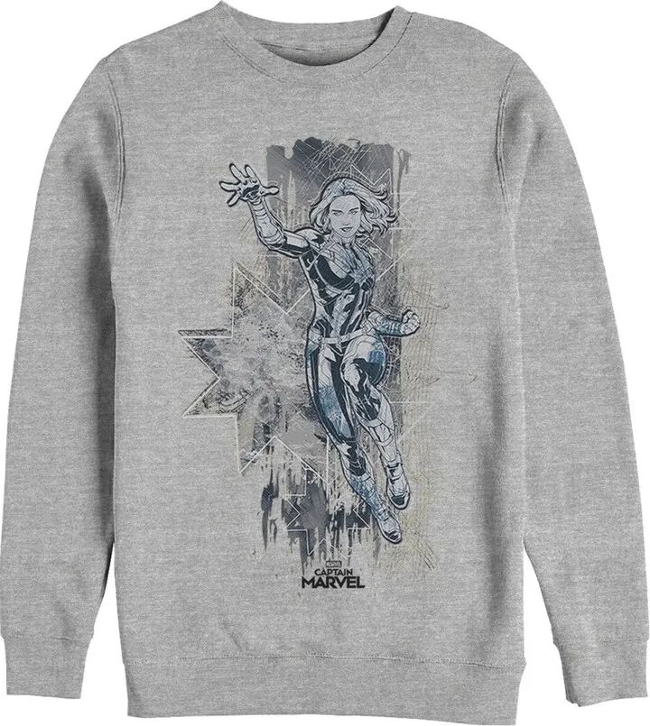 Men's Marvel Captain Marvel Vintage Vibe Sweatshirt - Athletic Heather - X Large