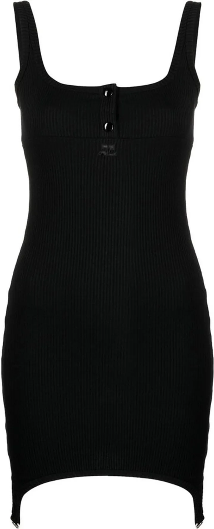 Button-Placket Ribbed Minidress