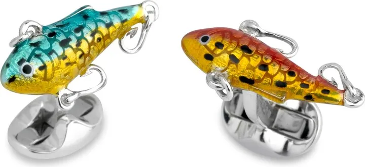 Deakin & Francis - Deakin & Francis Sterling Silver Fish Bait Cufflinks
