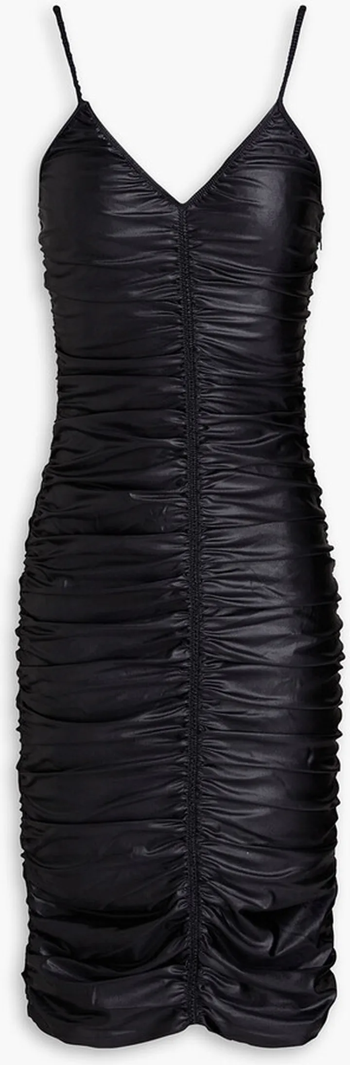 Ruched satin-jersey dress