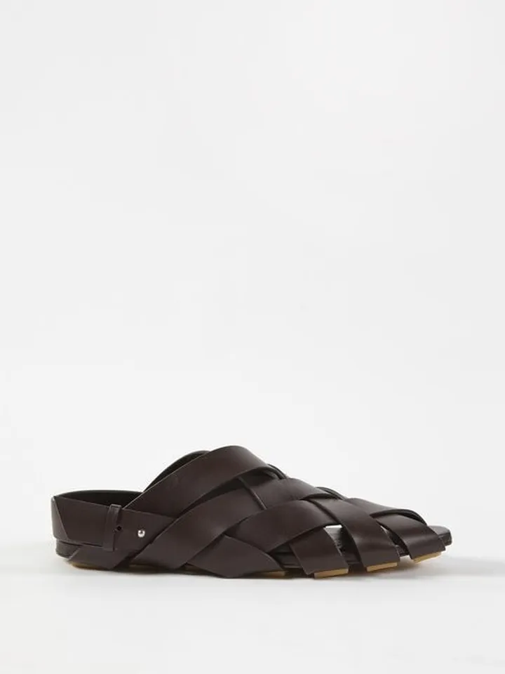 Intrecciato-woven Leather Slippers