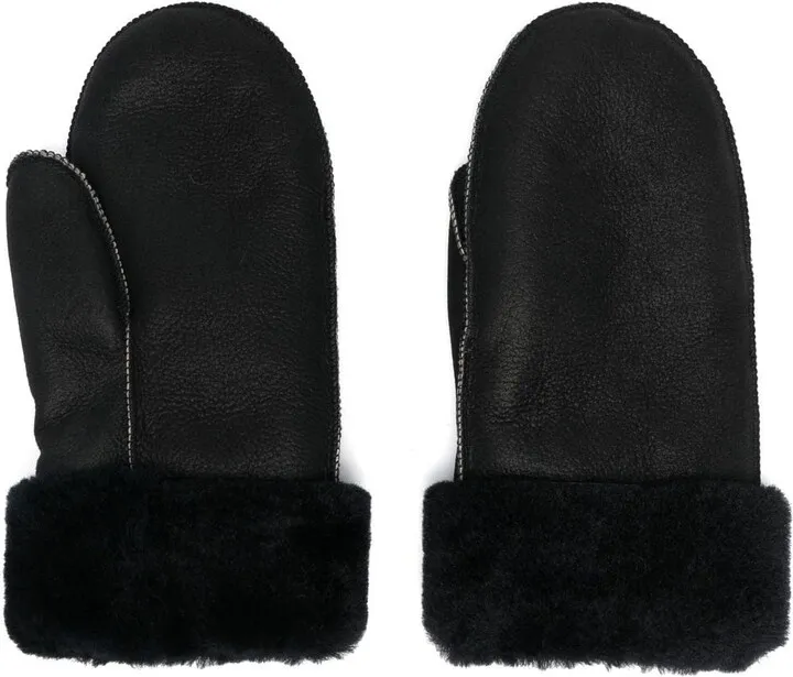 Logo-Patch Shearling Gloves