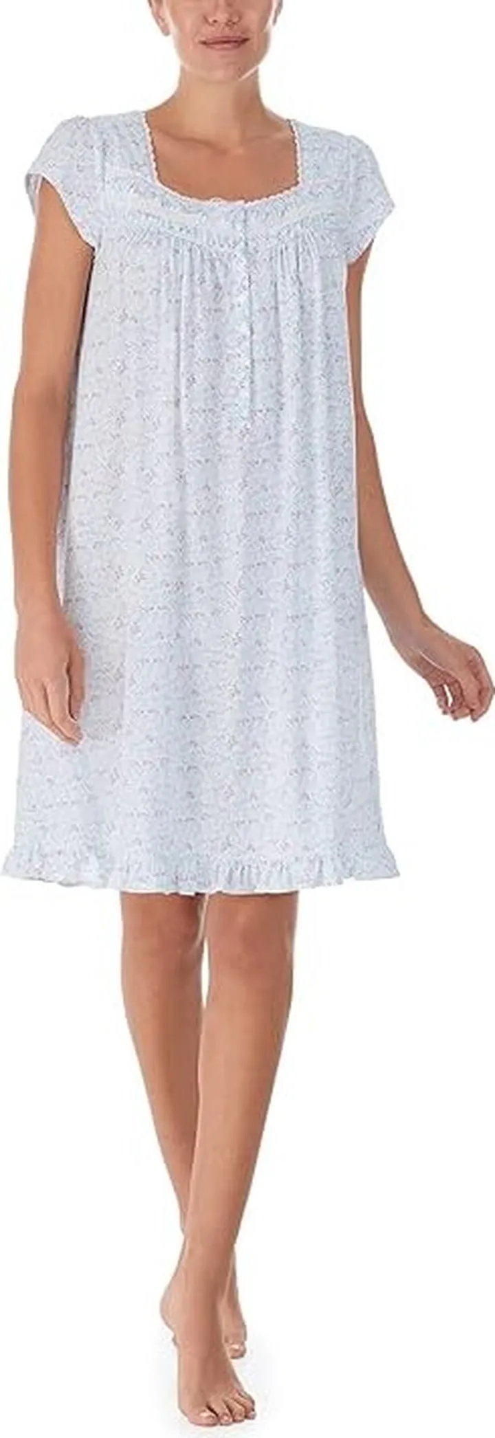 Eileen West Cap Sleeve Waltz Gown (White Ground Floral) Women's Pajama