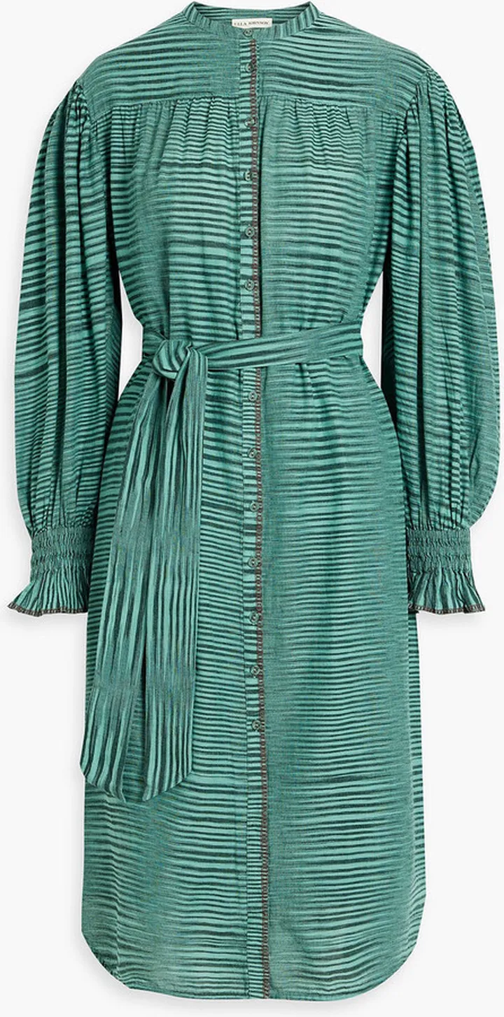 Fiora striped cotton-voile midi dress