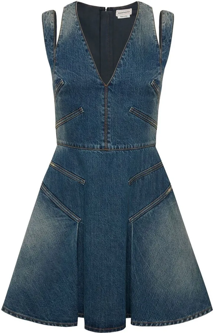 V-neck denim minidress