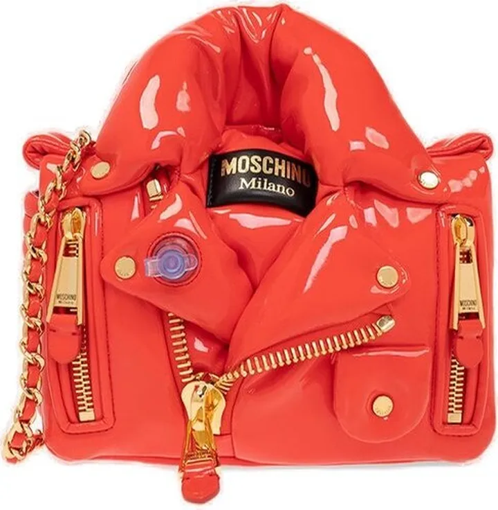 Moschino Inflated Biker Chain-Linked Crossbody Bag