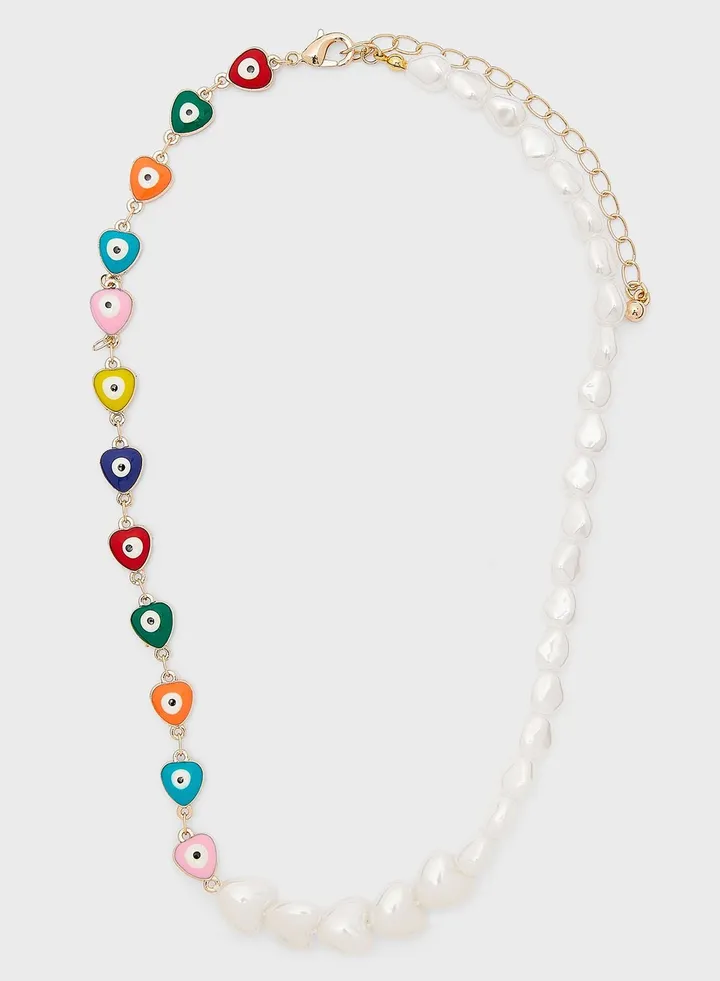 Pearl Evil Eye Necklace