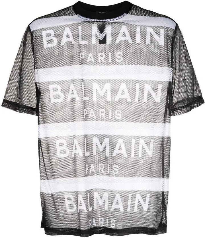 logo-print mesh T-shirt