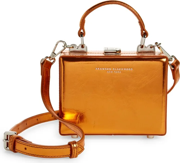 Mini Kendrick Metallic Leather Trunk Crossbody Bag