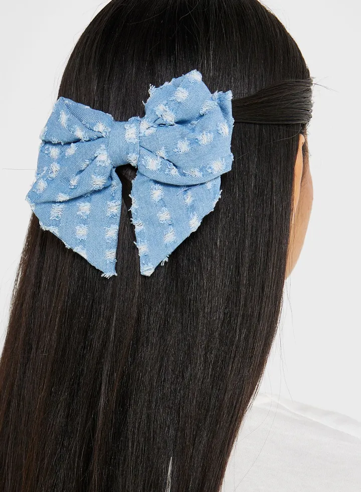 Denim Bow Hair Clip