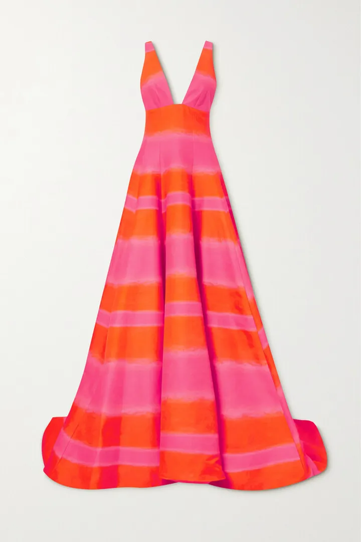 Brandon Maxwell - Striped Cotton And Silk-blend Faille Gown - Pink