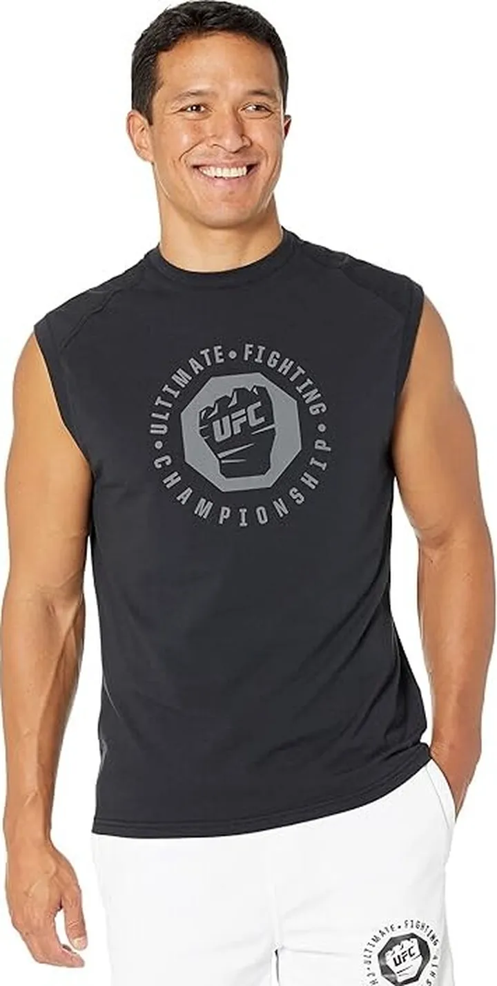 UFC Sleeveless Crew Neck Tee (Black 1) Men's Clothing